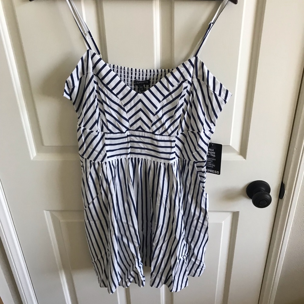 Navy and white stripe dress with pockets!